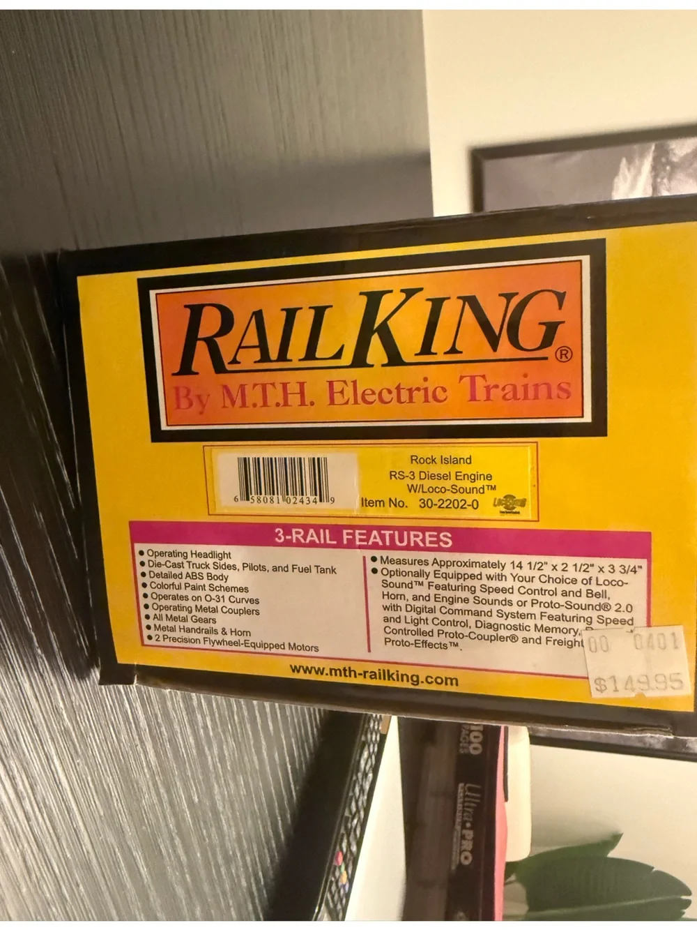 NIB Rail King Rock Island RS-3 Diesel Engine with Loco Sound Model Train